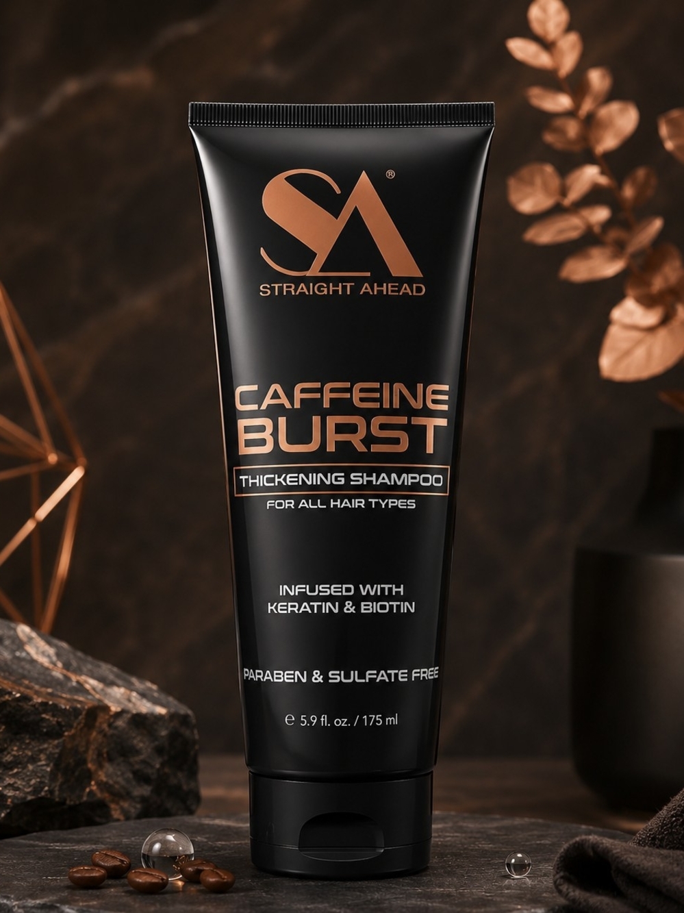 Straight Ahead Caffeine Burst Thickening Shampoo - Black & Copper